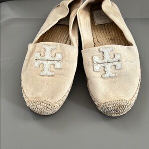 Tory Burch Cream Espadrille Flats with Jute Sole